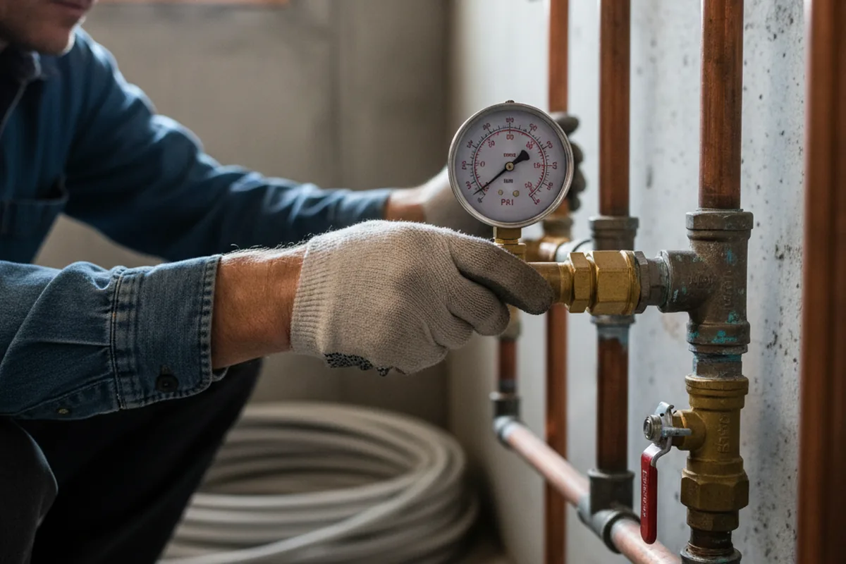 Pressure testing a repaired line during Water Line Repair in Richmond